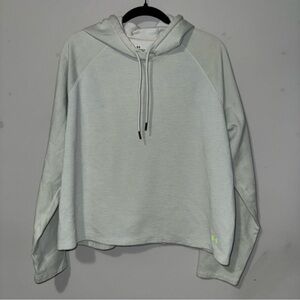 Under Armour Womens XL Loose Ribbed‎ Pullover Hoodie Light Grey Neon Lime Green